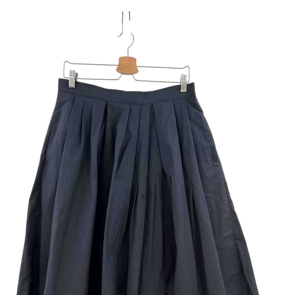 Brunello Cucinelli Pleated Asymmetric Skirt Cotton Navy Blue Size US 8 - Picture 3 of 14